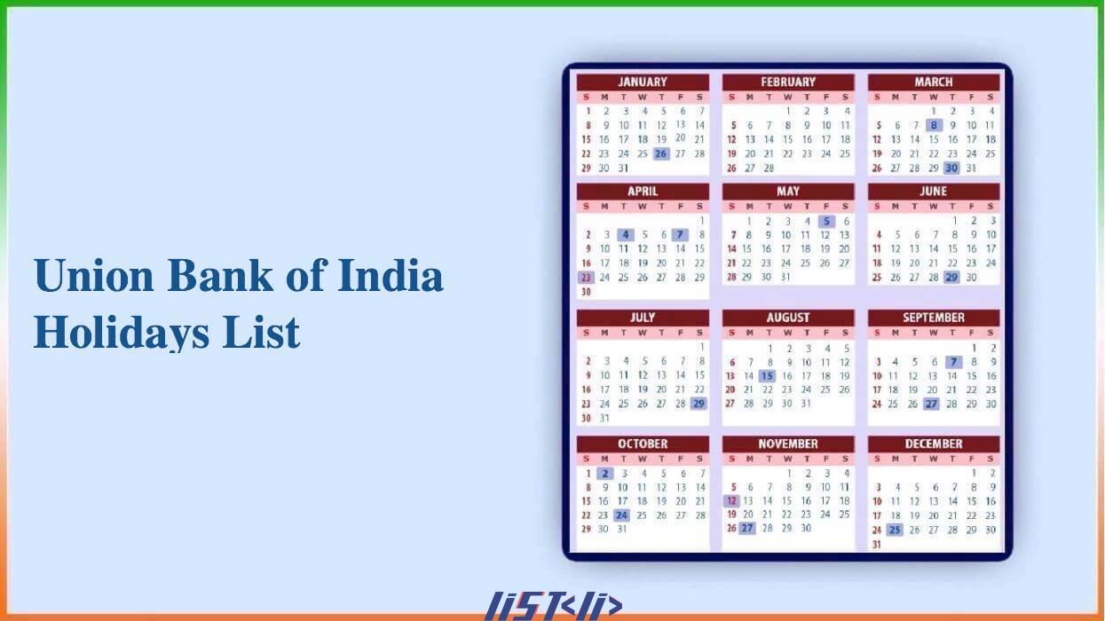 Union Bank of India Holidays List 2023 State Wise