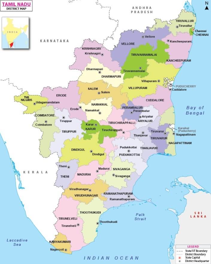 Tamil Nadu Districts Map