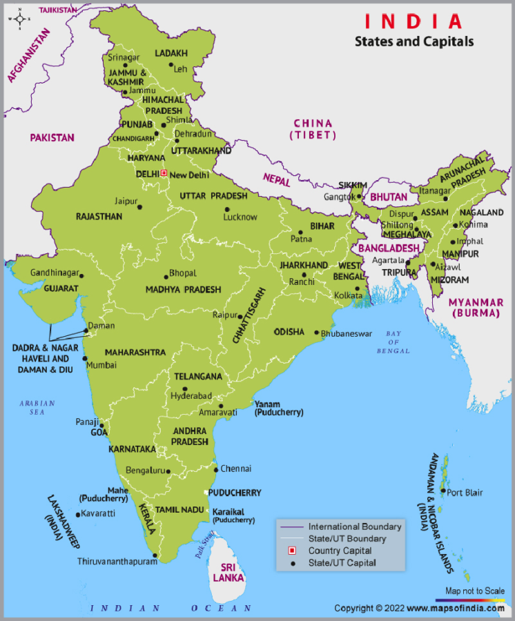 India State Map With Capital 
