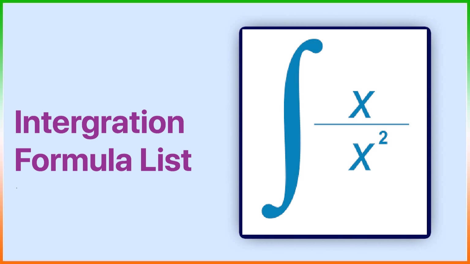 Integration Formula List