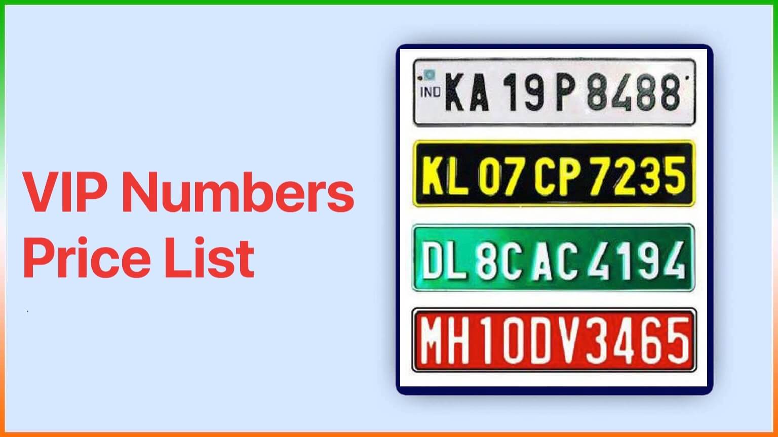 Vip Car Number Price List