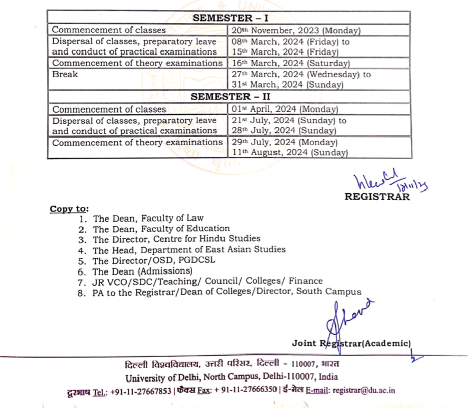 List Of Du Holidays 2024 - Delhi University Academic Calendar Pdf