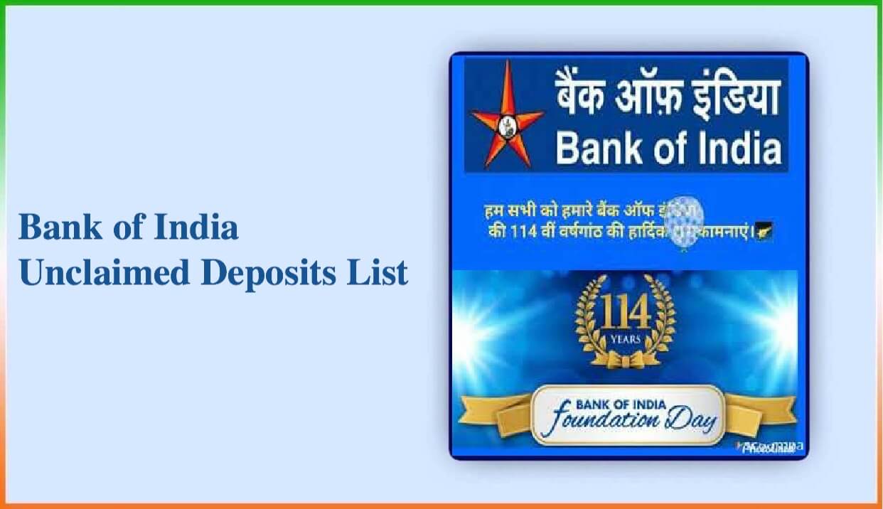 Bank Of India Unclaimed Deposits List
