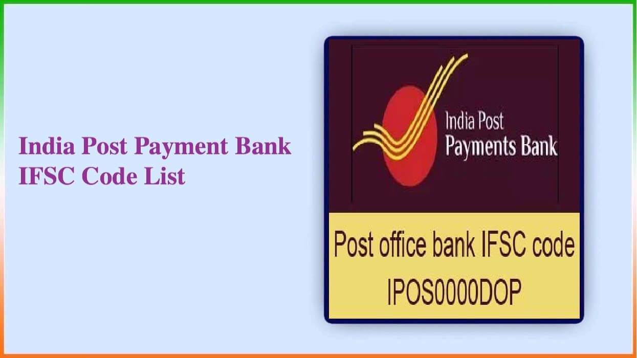 India Post Payment Bank Ifsc Code List