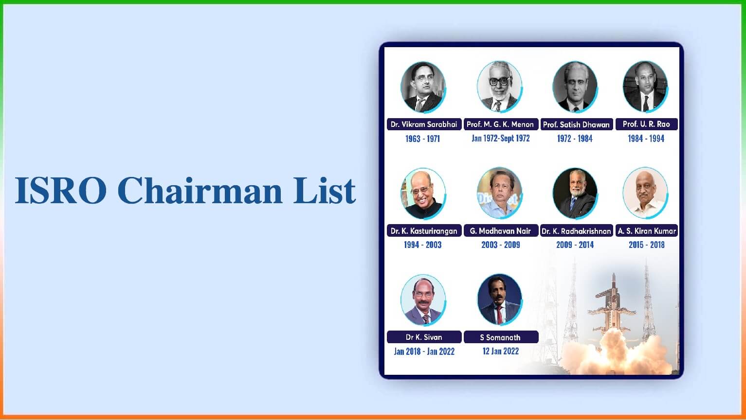 Isro Chairman List