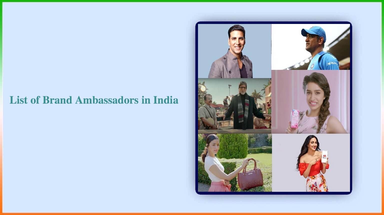 List Of Brand Ambassadors In India