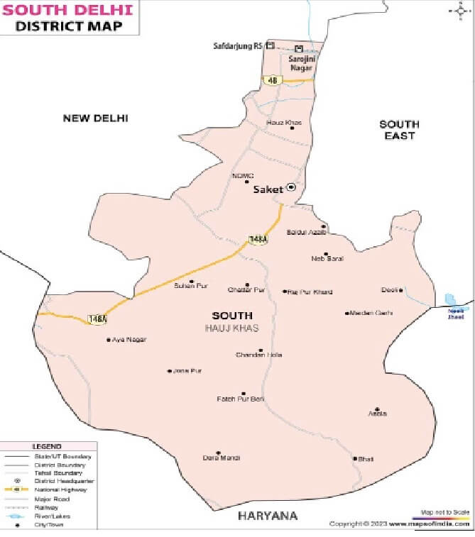 South Delhi District Map