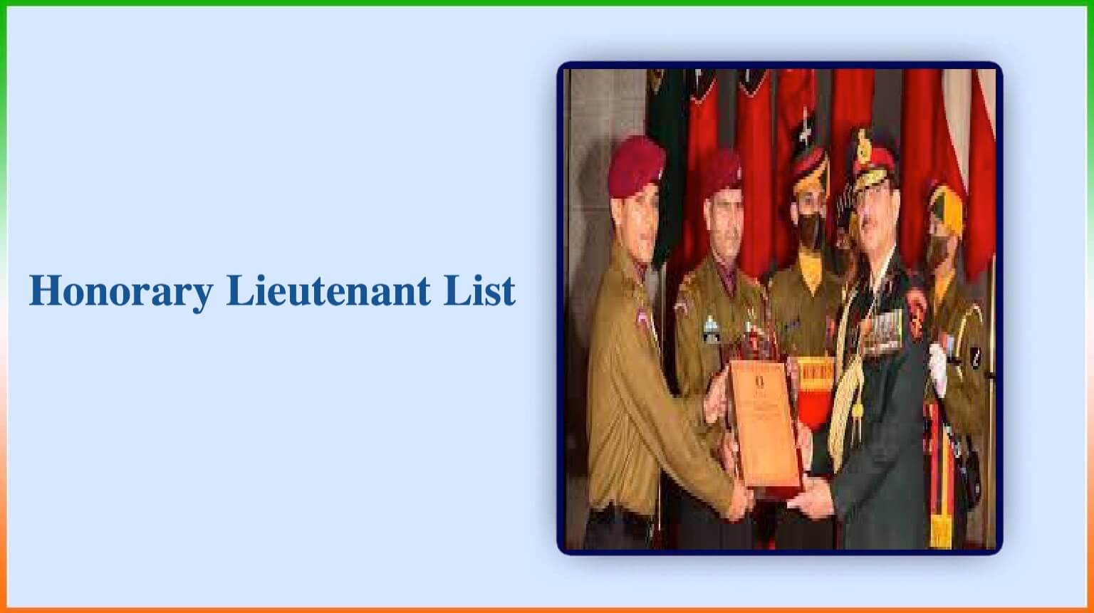 Honorary Lieutenant List