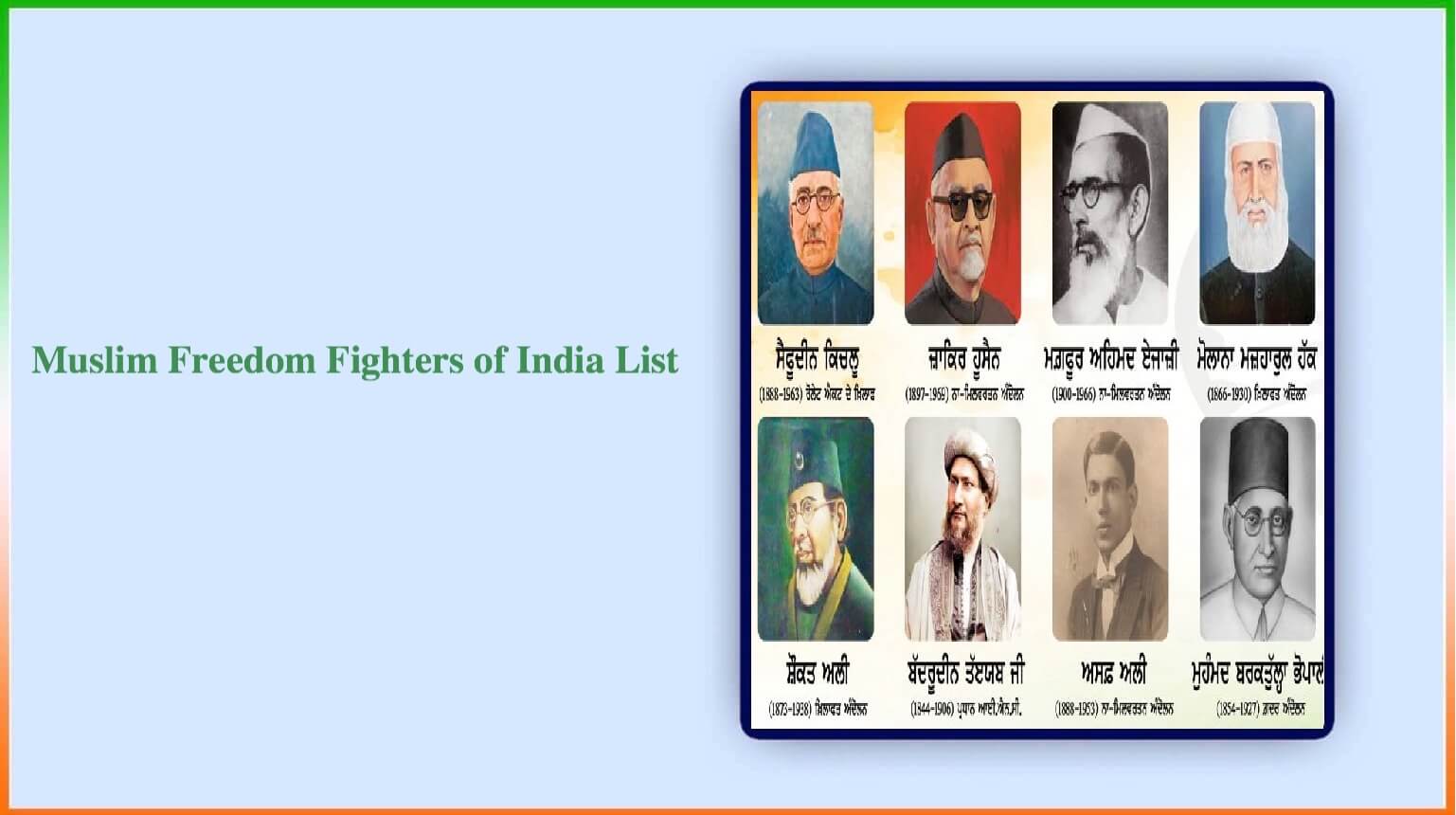 Muslim Freedom Fighters Of India List