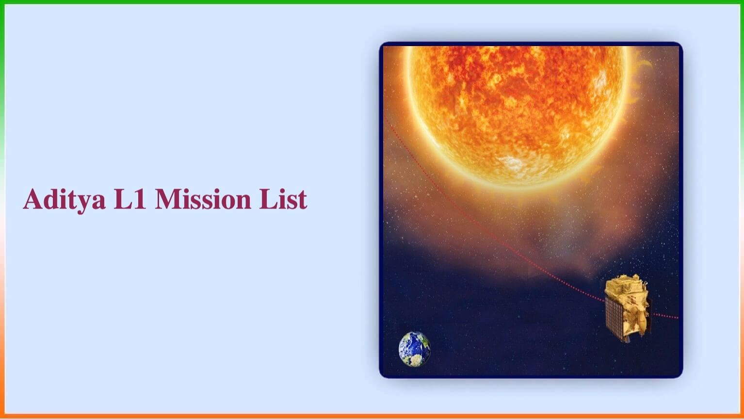 Aditya L1 Mission List