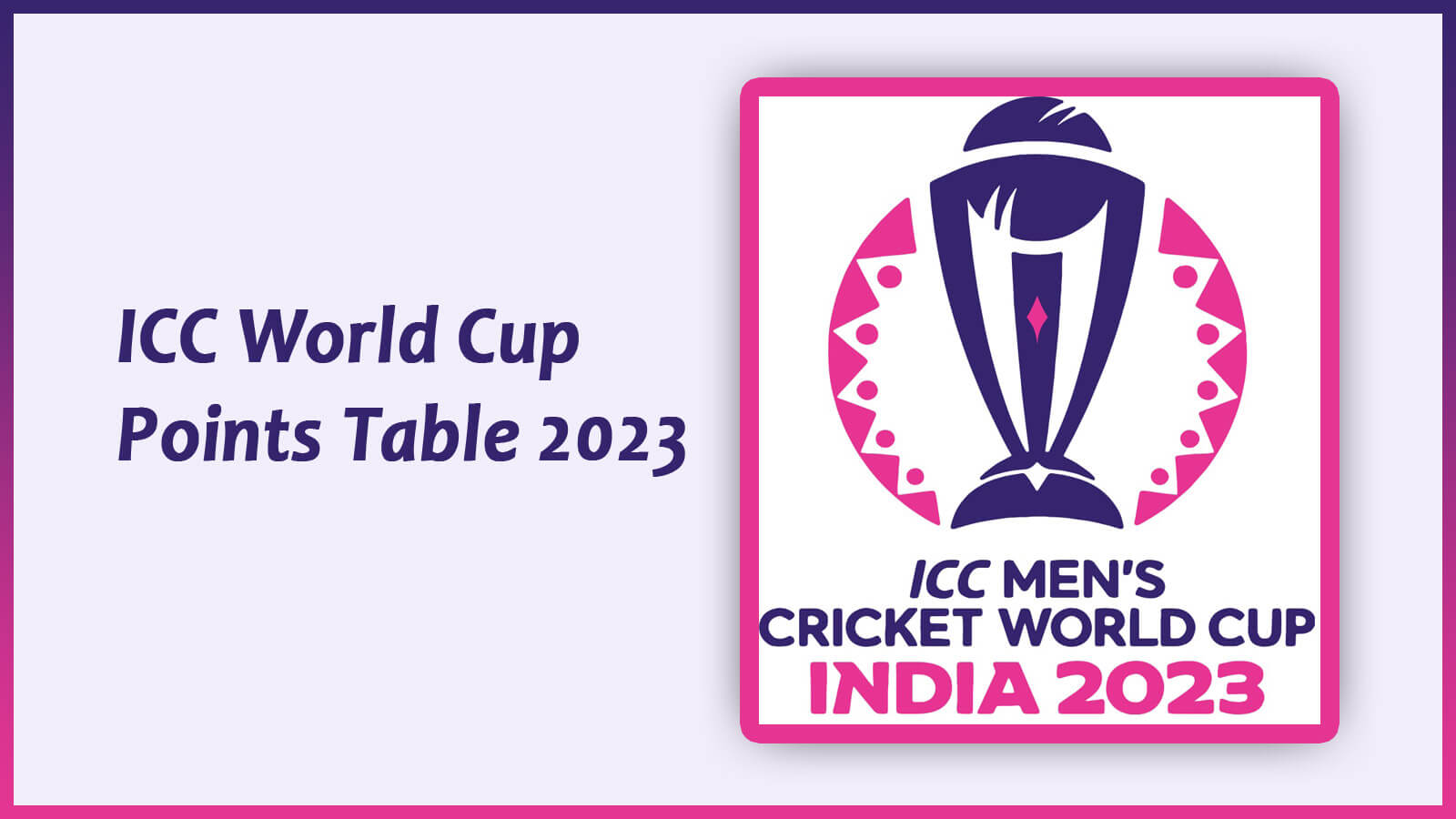 Icc World Cup Points Table